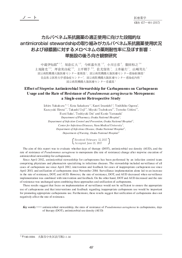 (PDF) Effect of Stepwise Antimicrobial Stewardship for Carbapenems on ...