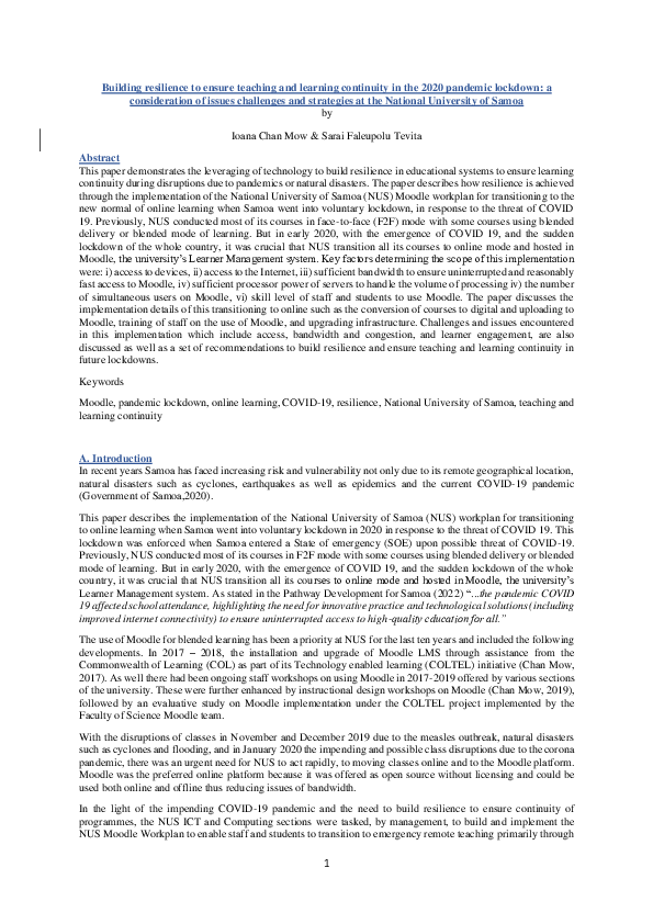 (PDF) Building resilience to ensure teaching and learning continuity in ...