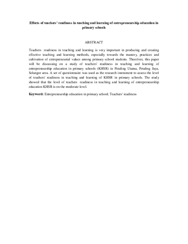 (PDF) Effects of Teachers' Readiness in Teaching and Learning of ...