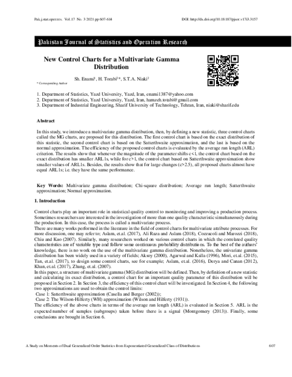 (PDF) New Control Charts for a Multivariate Gamma Distribution
