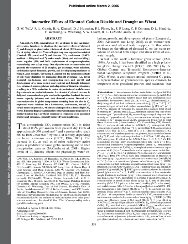 (PDF) Interactive Effects of Elevated Carbon Dioxide and Drought on Wheat