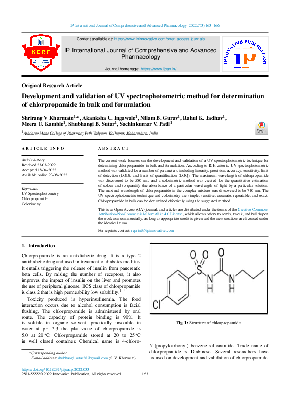 (PDF) Development and validation of UV spectrophotometric method for ...