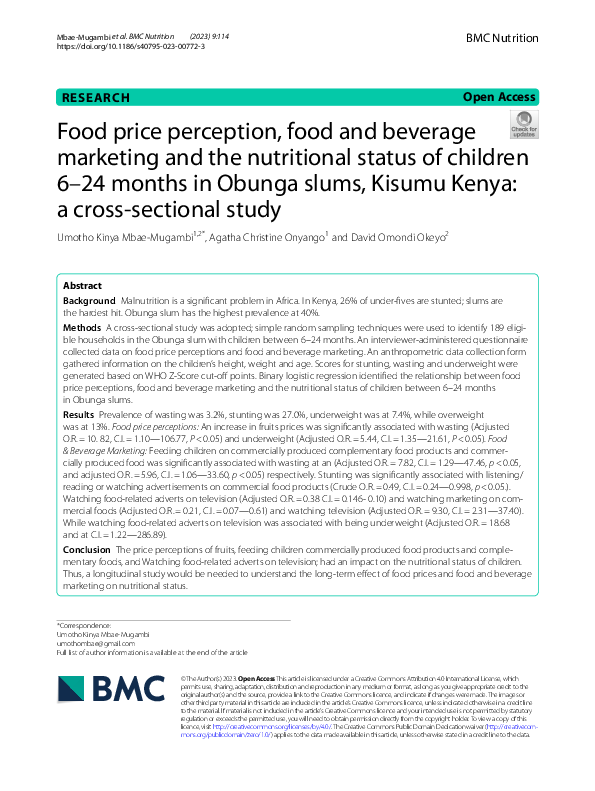 (PDF) Food price perception, food and beverage marketing and the ...