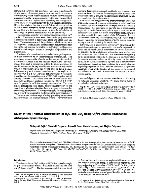 (PDF) Study of the thermal dissociation of nitrous oxide and carbon ...