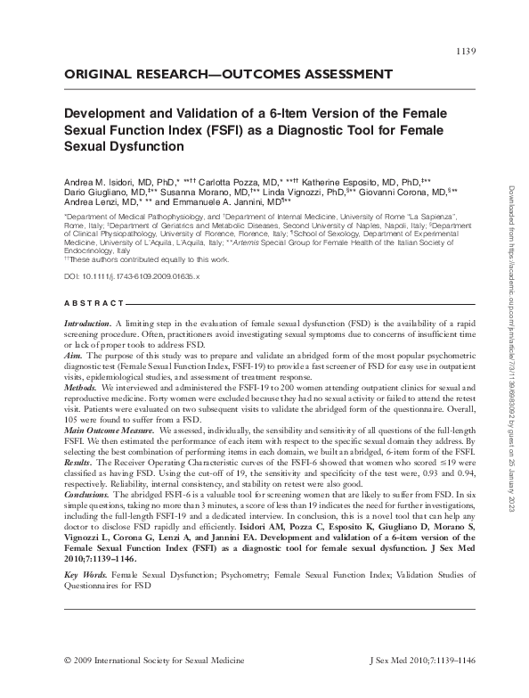 (PDF) Original Research—Outcomes Assessment: Development and Validation ...