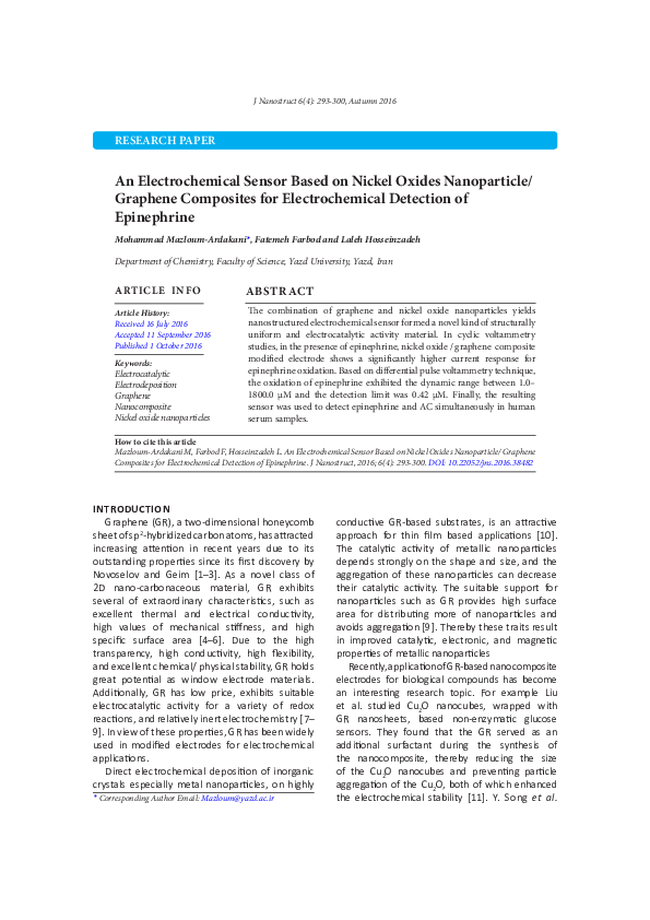 (PDF) An Electrochemical Sensor Based on Nickel Oxides Nanoparticle ...