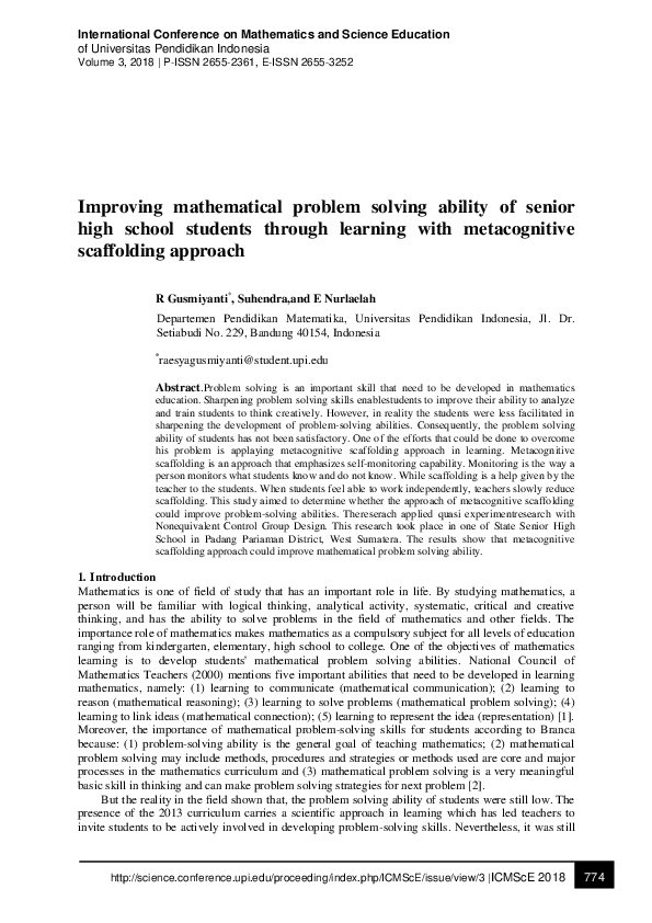 (PDF) Improving mathematical problem solving ability of senior high ...