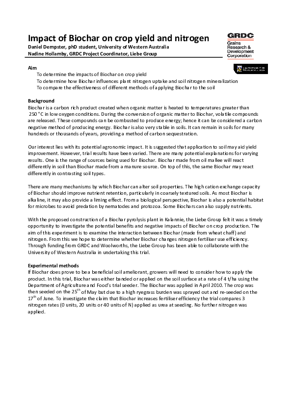 (PDF) Impact of Biochar on crop yield and nitrogen
