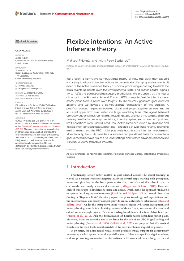 (PDF) Flexible intentions: An Active Inference theory