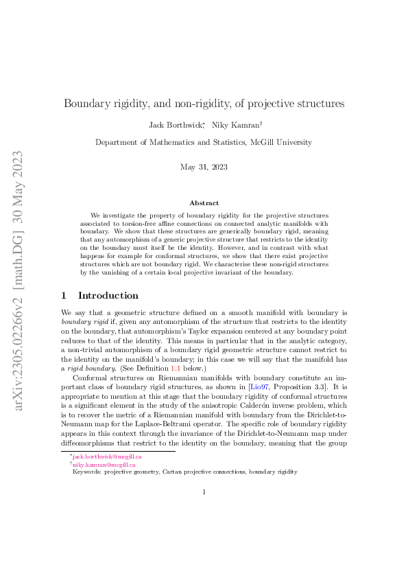 (PDF) Boundary rigidity, and non-rigidity, of projective structures