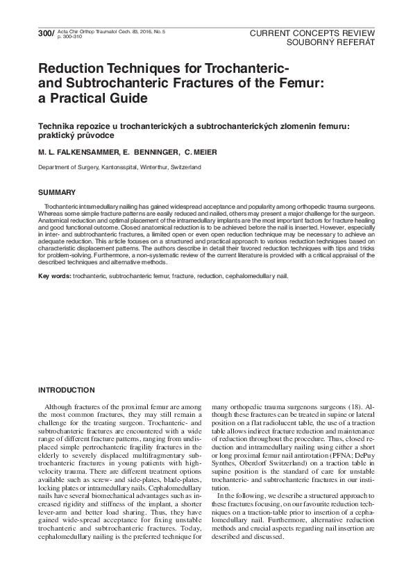 (PDF) Reduction Techniques for Trochanteric- and Subtrochanteric ...