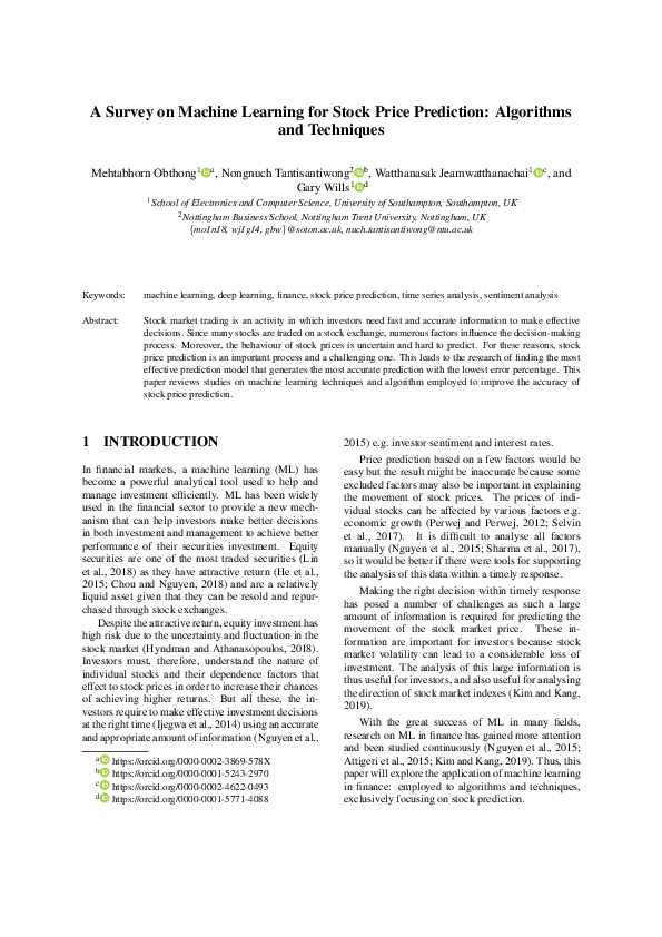 (PDF) A Survey on Machine Learning for Stock Price Prediction ...