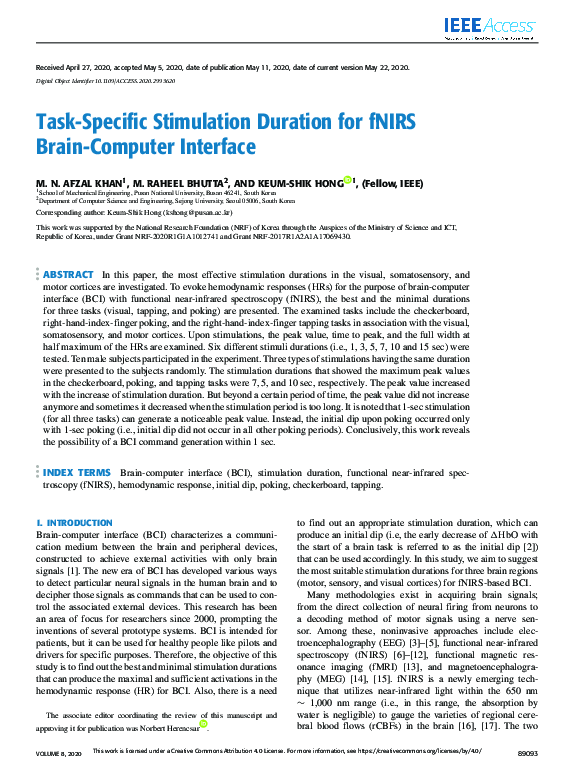 (PDF) Task-Specific Stimulation Duration for fNIRS Brain-Computer Interface