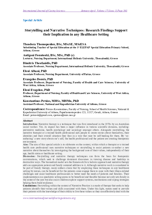 (PDF) Storytelling and Narrative Techniques: Research Findings Support ...