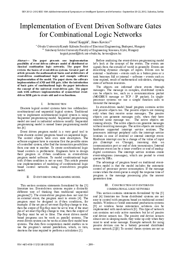 (PDF) Implementation of event driven software gates for combinational ...