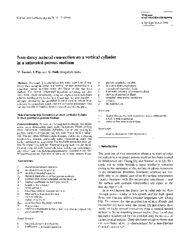 (PDF) Non-darcy natural convection on a vertical cylinder in a ...