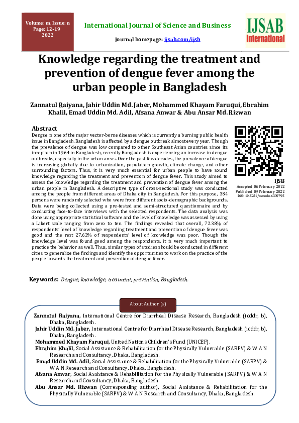 (PDF) Knowledge regarding the treatment and prevention of dengue fever ...