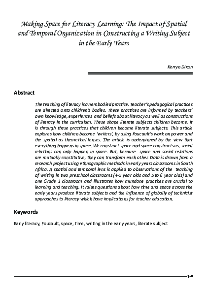 (PDF) Making space for literacy learning: The impact of spatial and ...