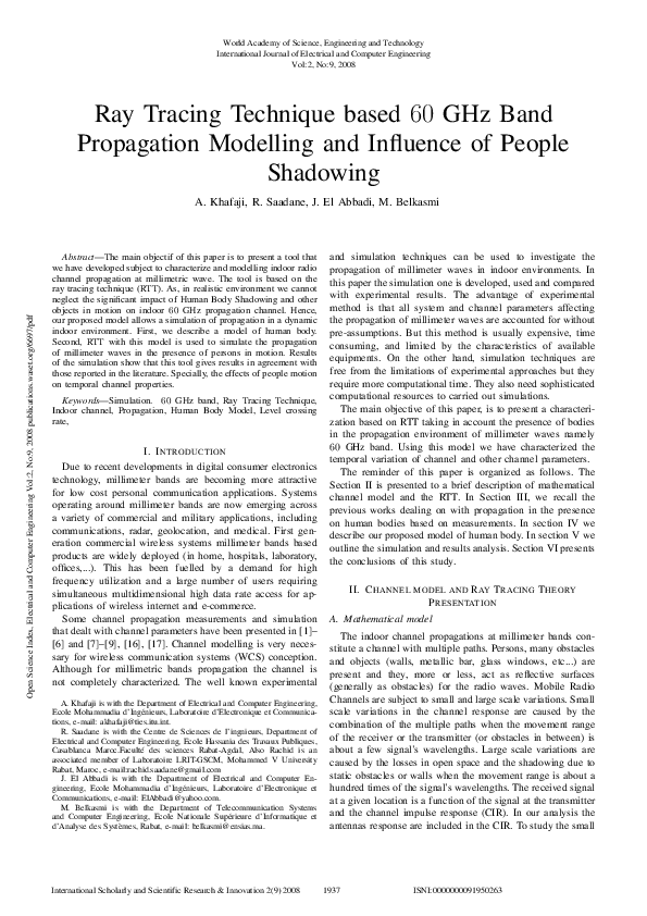 (PDF) Ray Tracing Technique based 60 GHz Band Propagation Modelling and ...