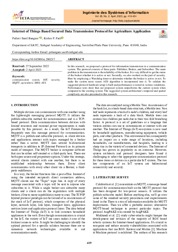 (PDF) Internet of Things Based Secured Data Transmission Protocol for ...