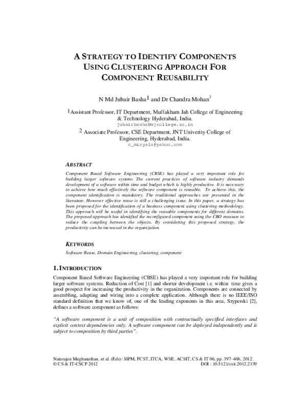 (PDF) A Strategy to Identify Components Using Clustering Approach for ...