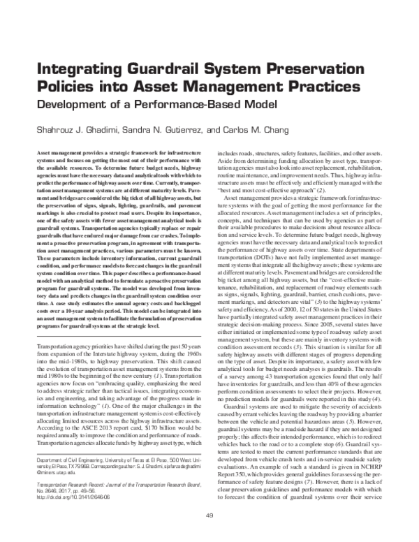 (PDF) Integrating Guardrail System Preservation Policies into Asset ...
