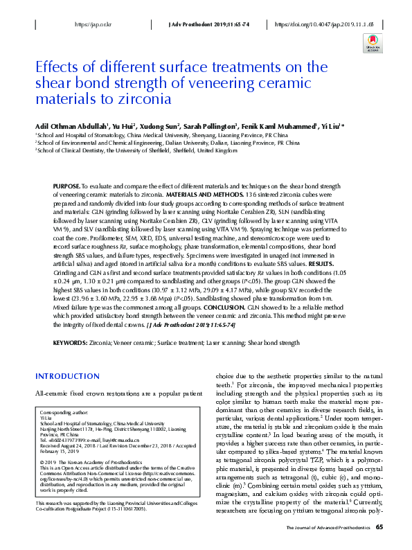 (PDF) Effects of different surface treatments on shear bond strength in ...