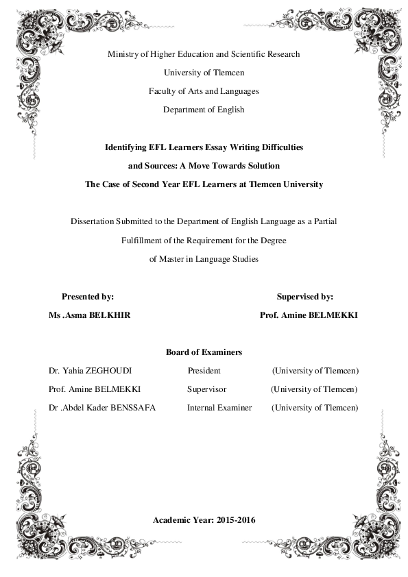 (PDF) Identifying EFL Learners Essay Writing Difficulties and Sources ...