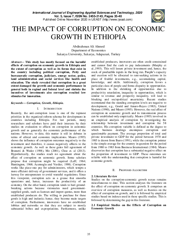 (PDF) The Impact of Corruption on Economic Growth in Ethiopia
