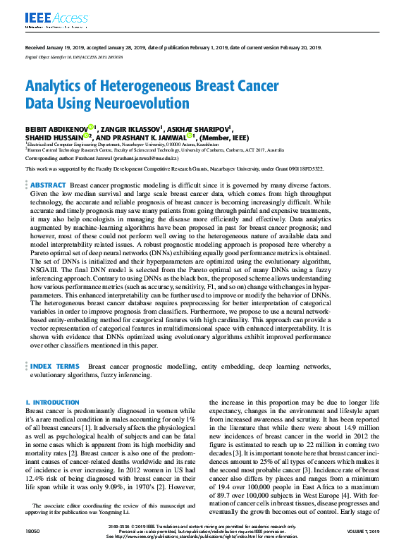 (PDF) Analytics of Heterogeneous Breast Cancer Data Using Neuroevolution