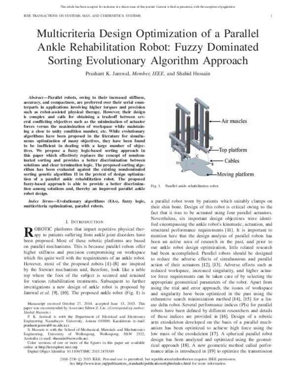 (PDF) Multicriteria Design Optimization of a Parallel Ankle ...