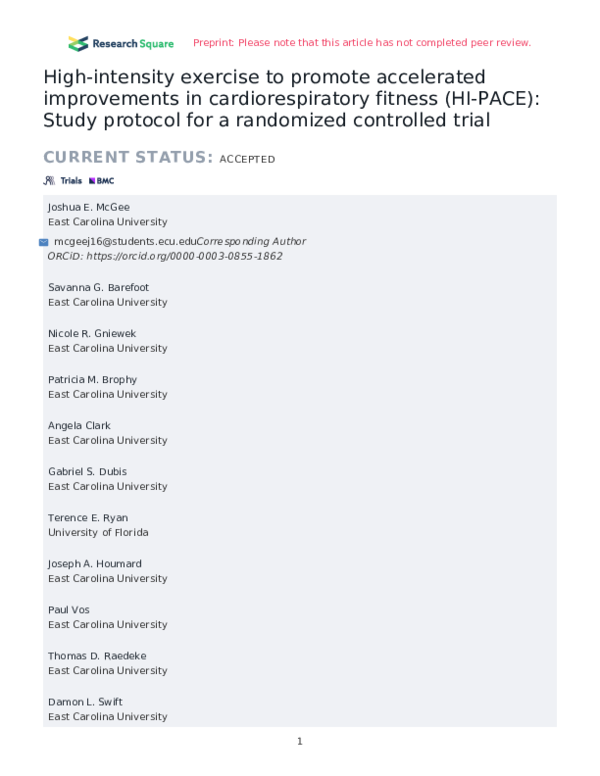(PDF) High-intensity exercise to promote accelerated improvements in ...