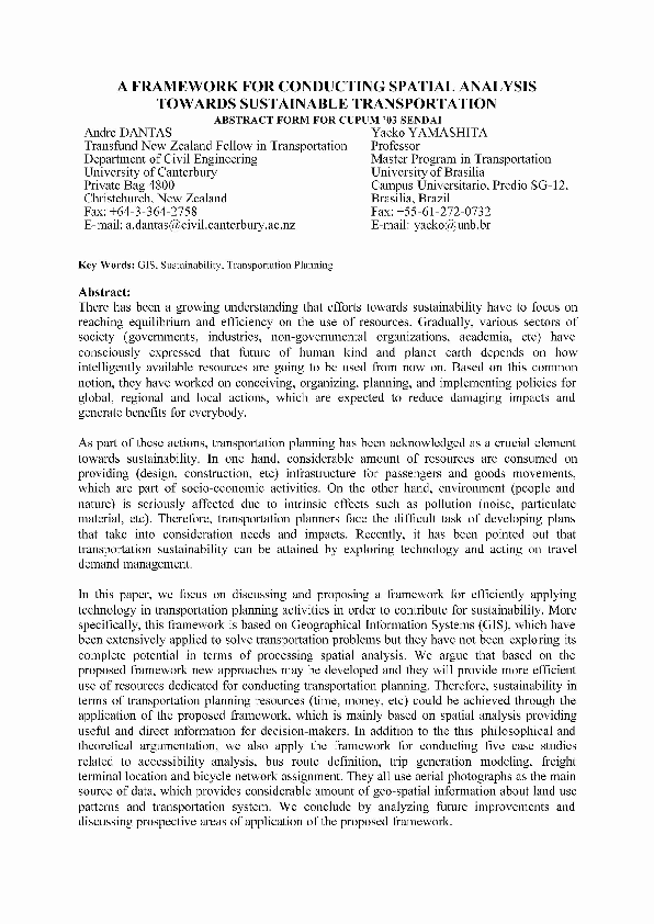 (PDF) A framework for conducting spatial analysis towards sustainable ...