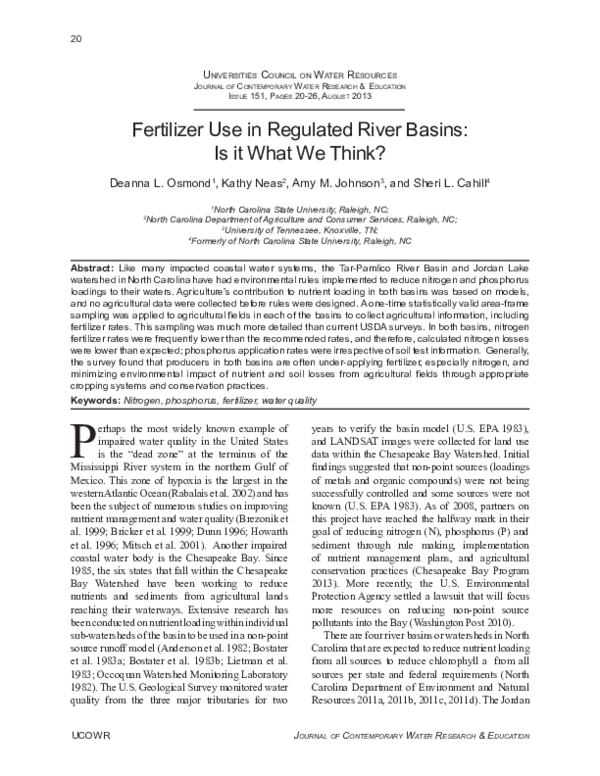 (PDF) Fertilizer Use in Regulated River Basins: Is it What We Think?