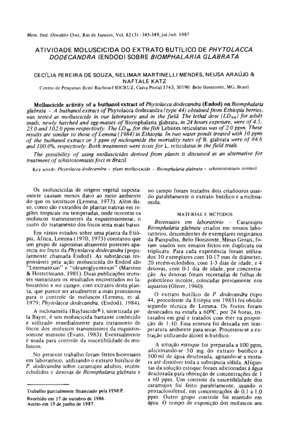 (PDF) Atividade moluscicida do extrato butílico de Phytolaca dodecandra ...