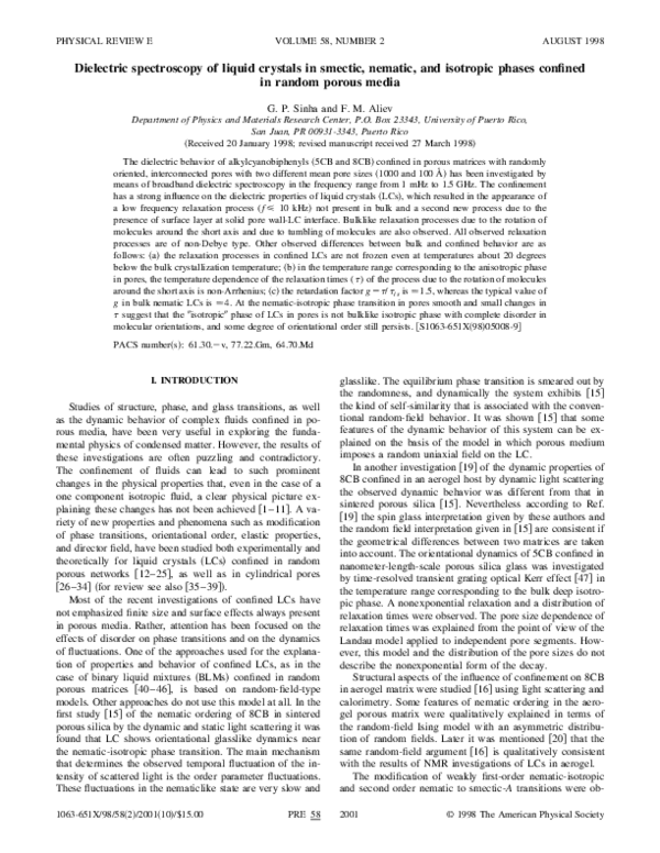 (PDF) Dielectric spectroscopy of liquid crystals in smectic, nematic ...