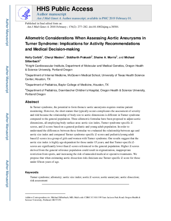 (PDF) Allometric considerations when assessing aortic aneurysms in ...