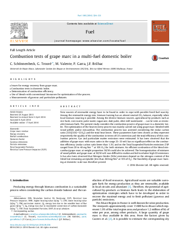 (PDF) Combustion tests of grape marc in a multi-fuel domestic boiler
