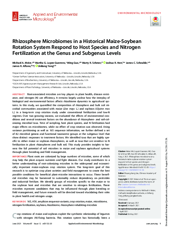 (PDF) Rhizosphere Microbiomes in a Historical Maize-Soybean Rotation ...