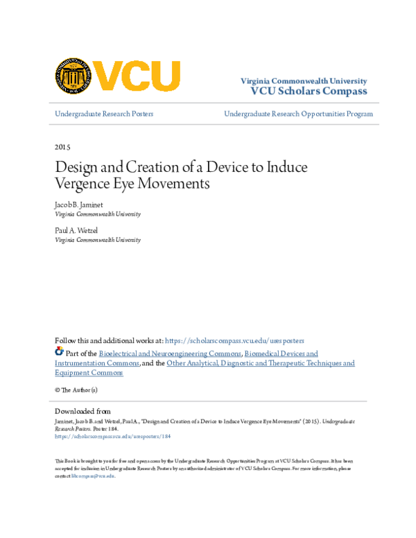 (PDF) Design and Creation of a Device to Induce Vergence Eye Movements