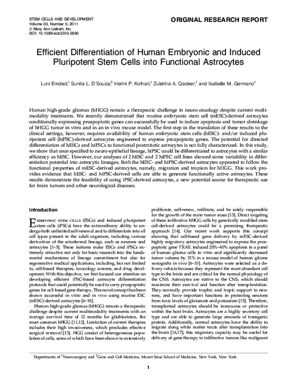 (PDF) Efficient Differentiation of Human Embryonic and Induced ...
