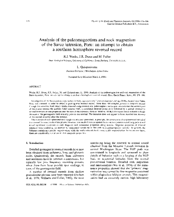 (PDF) Analysis of the paleomagnetism and rock magnetism of the Surco ...