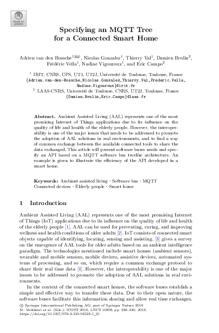 (PDF) Specifying an MQTT Tree for a Connected Smart Home