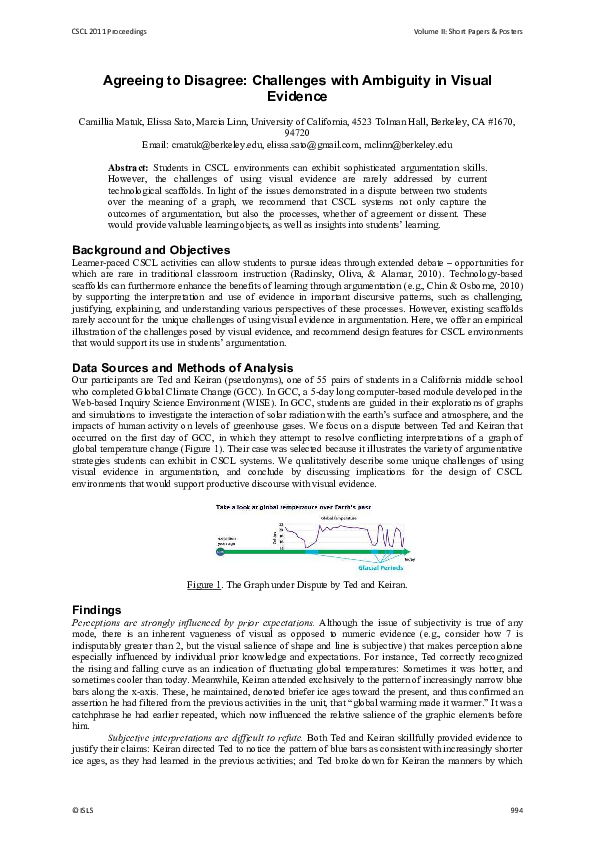 (PDF) Agreeing to Disagree: Challenges with Ambiguity in Visual Evidence