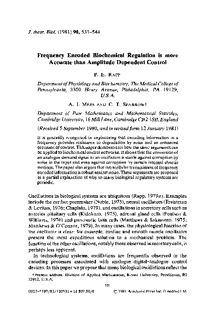 (PDF) Frequency encoded biochemical regulation is more accurate than ...
