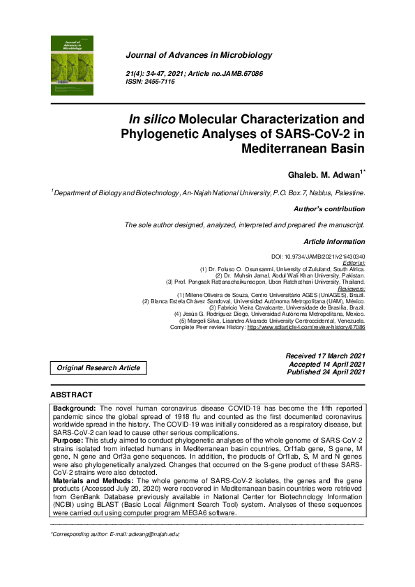 (PDF) In silico Molecular Characterization and Phylogenetic Analyses of ...