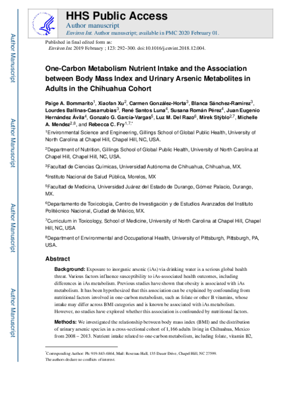 (PDF) One-carbon metabolism nutrient intake and the association between ...