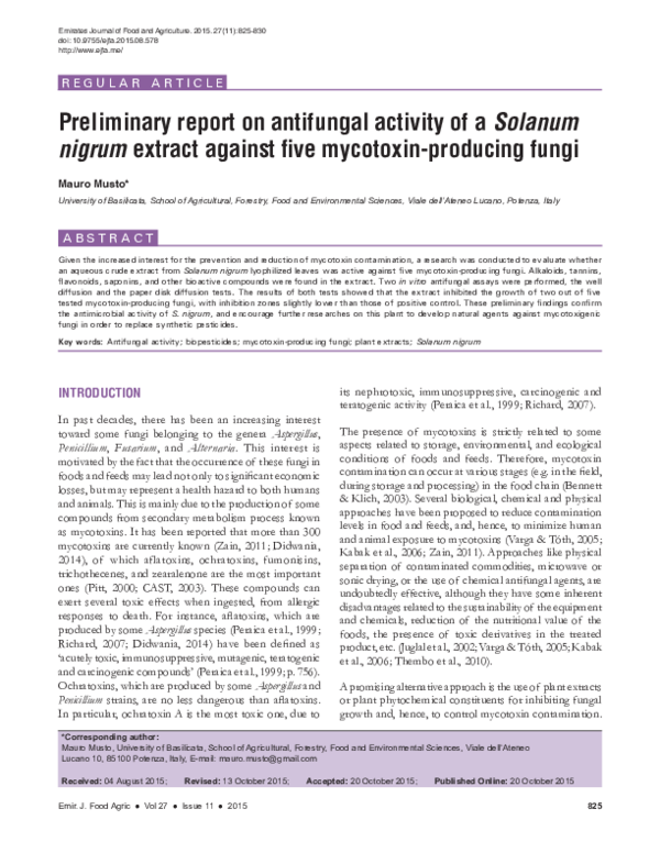 (PDF) Preliminary report on antifungal activity of a Solanum nigrum ...