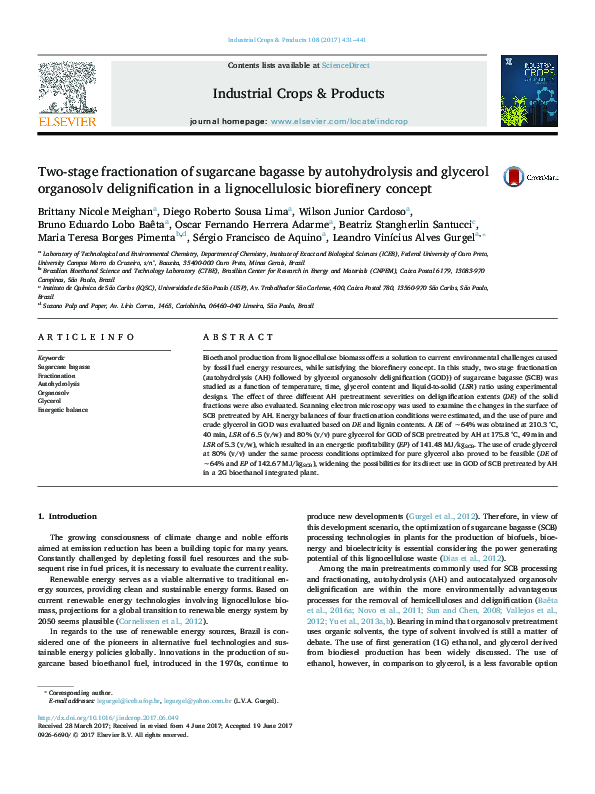 (PDF) Two-stage fractionation of sugarcane bagasse by autohydrolysis ...