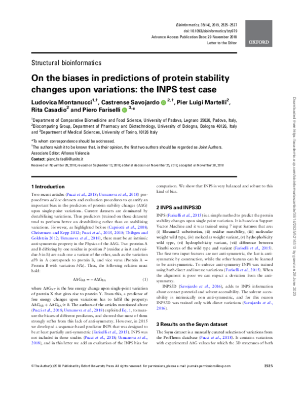 (PDF) On the biases in predictions of protein stability changes upon ...